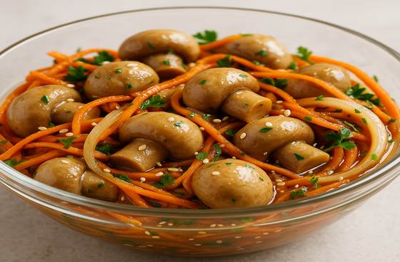 Korean-style marinated champignons
