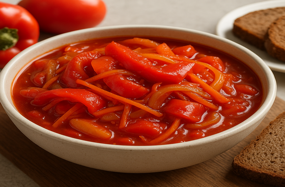 Lecho with tomato paste and carrots